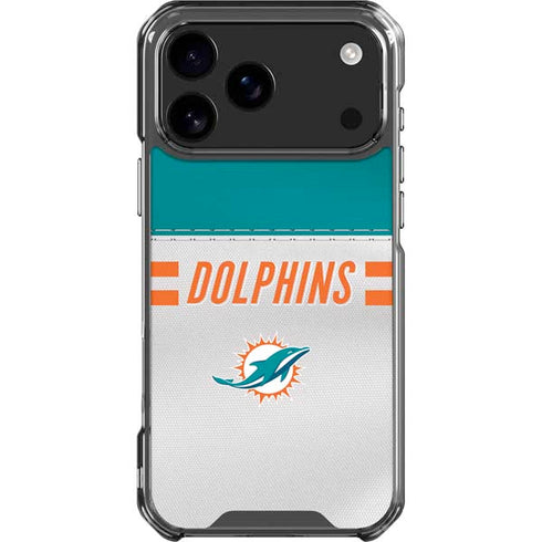 NFL Miami Dolphins White Striped iPhone 18 Pro Max Clear Case