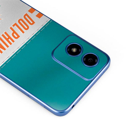 NFL Miami Dolphins White Striped Moto G Play 4G (2024) Skin