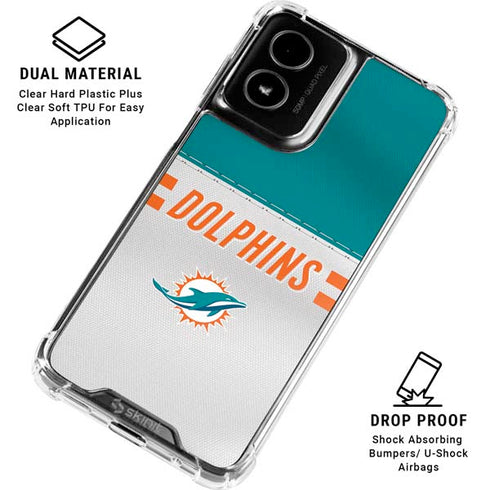 NFL Miami Dolphins White Striped Moto G Power 5G (2024) Clear Case
