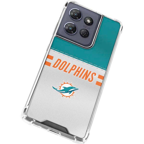NFL Miami Dolphins White Striped Moto G Power 5G (2025) Clear Case