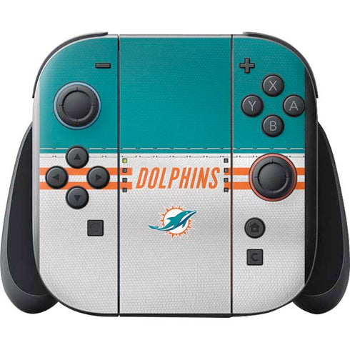 NFL Miami Dolphins White Striped Nintendo Switch 2 (2025) with Joy-Con Skin