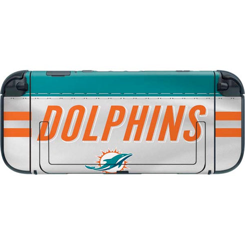 NFL Miami Dolphins White Striped Nintendo Switch 2 (2025) with Joy-Con Skin