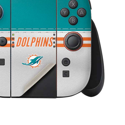 NFL Miami Dolphins White Striped Nintendo Switch 2 (2025) Joy-Con Controller Skin