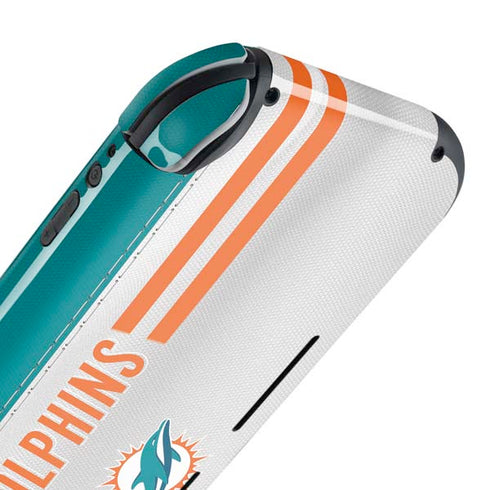 NFL Miami Dolphins White Striped Nintendo Switch Lite Skin