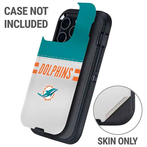 NFL Miami Dolphins White Striped Otterbox Defender iPhone Skin