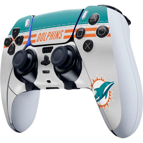 NFL Miami Dolphins White Striped PS5 DualSense Edge Pro Controller Skin
