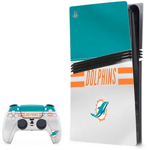 NFL Miami Dolphins White Striped PlayStation PS5 Skins
