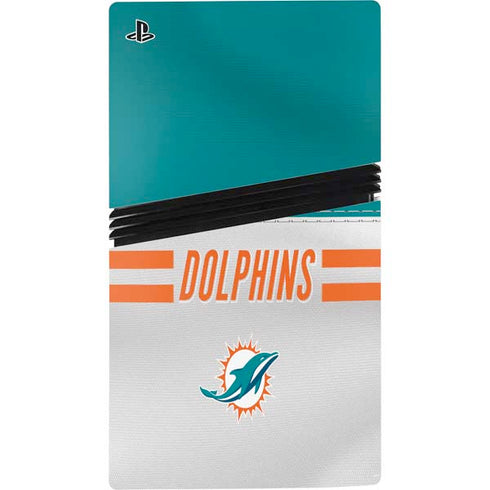 NFL Miami Dolphins White Striped PS5 Pro Console Skin