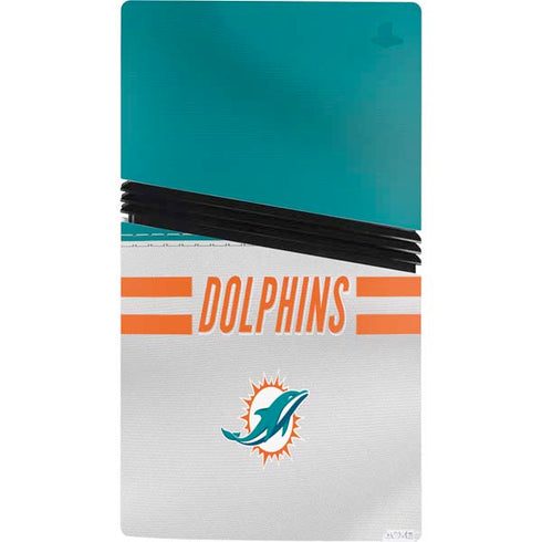 NFL Miami Dolphins White Striped PS5 Pro Console Skin