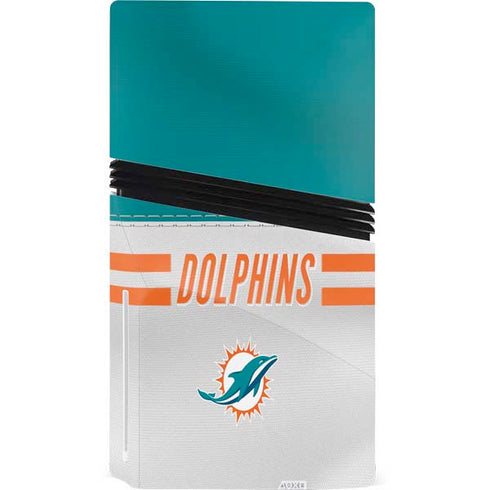NFL Miami Dolphins White Striped PS5 Pro Disk Console Skin