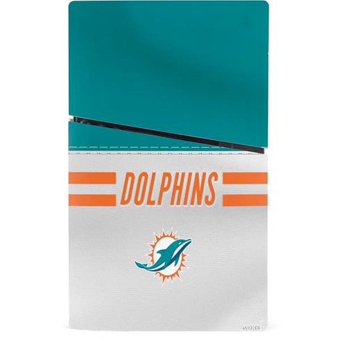 NFL Miami Dolphins White Striped PS5 Slim Digital Edition Console Skin