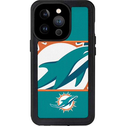 NFL Miami Dolphins Zone Block iPhone 15 Pro Waterproof Case