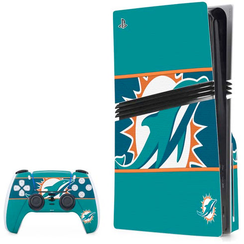 NFL Miami Dolphins Zone Block PS5 Pro Disk Bundle Skin