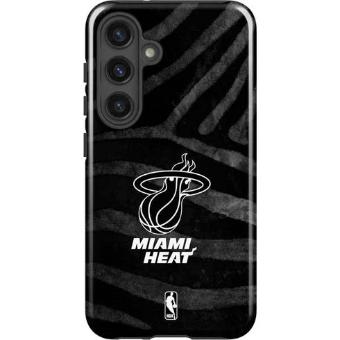 NBA Miami Heat Black Animal Print Galaxy S25 Plus Impact Case