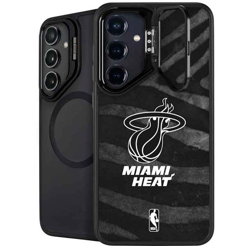NBA Miami Heat Black Animal Print Galaxy S25 Plus Kickstand Case