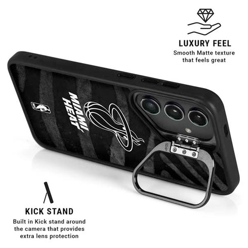 NBA Miami Heat Black Animal Print Galaxy S25 Plus Kickstand Case