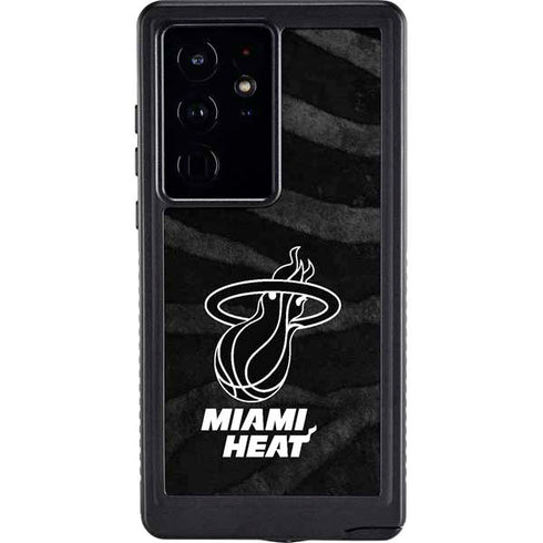 NBA Miami Heat Black Animal Print Galaxy S24 Ultra Waterproof Case