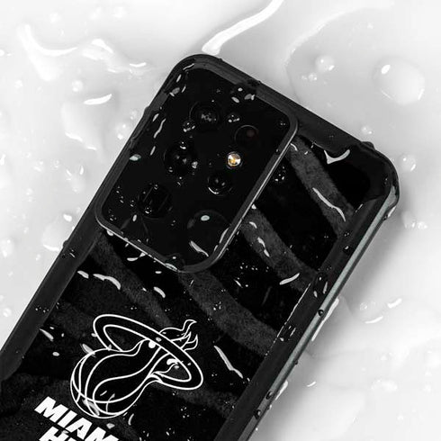 NBA Miami Heat Black Animal Print Galaxy S24 Ultra Waterproof Case