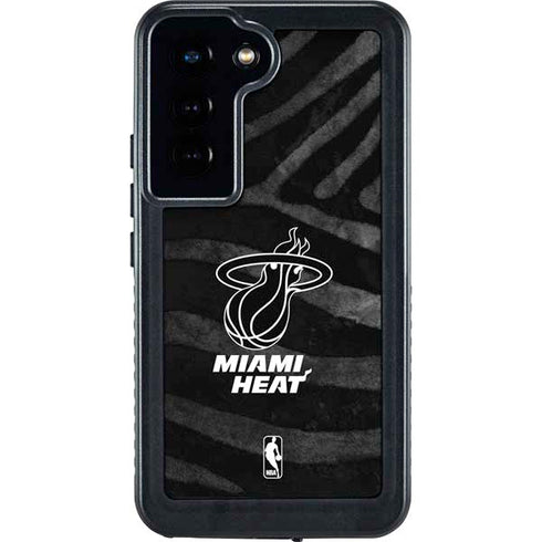 NBA Miami Heat Black Animal Print Galaxy S24 Waterproof Case