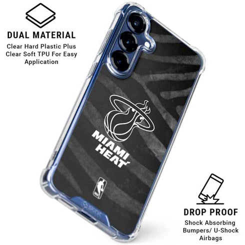 NBA Miami Heat Black Animal Print Galaxy S25 Plus Clear Case