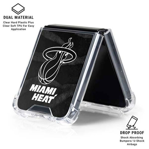 NBA Miami Heat Black Animal Print Galaxy Z Flip6 Clear Case