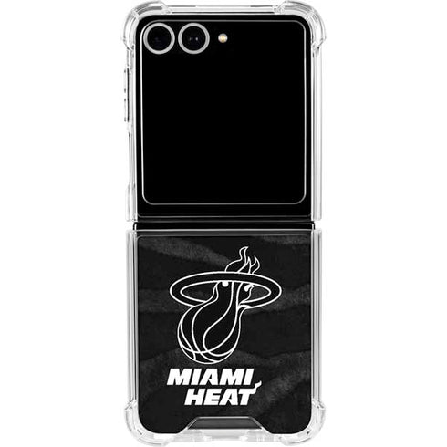 NBA Miami Heat Black Animal Print Galaxy Z Flip7 Clear Case