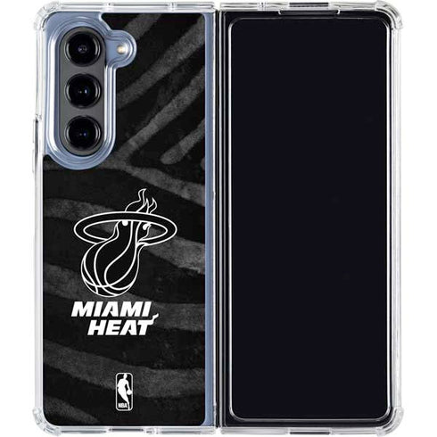 NBA Miami Heat Black Animal Print Galaxy Z Fold5 5G Clear Case