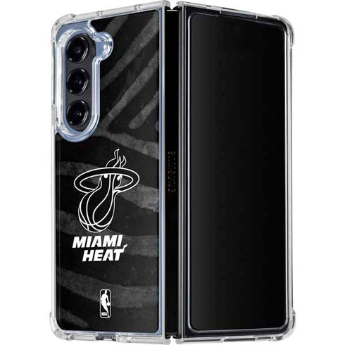 NBA Miami Heat Black Animal Print Galaxy Z Fold5 5G Clear Case
