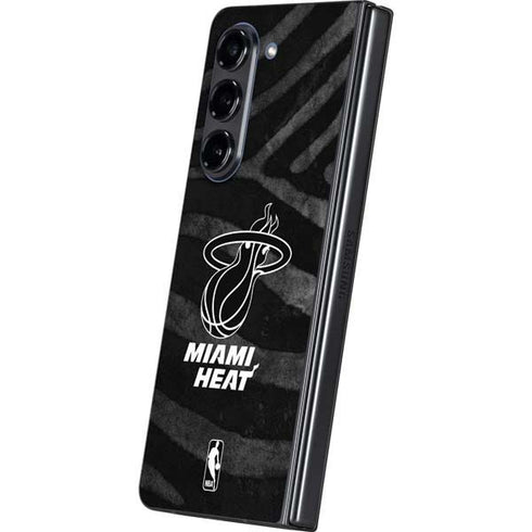 NBA Miami Heat Black Animal Print Galaxy Z Fold5 5G Skin