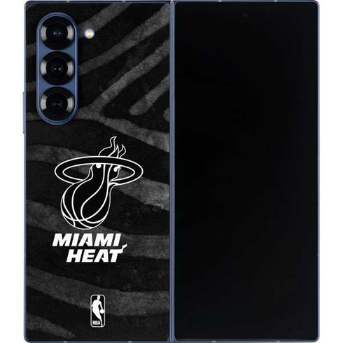 NBA Miami Heat Black Animal Print Galaxy Z Fold6 Skin