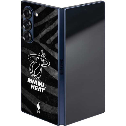 NBA Miami Heat Black Animal Print Galaxy Z Fold6 Skin