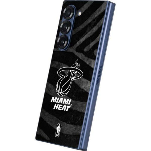 NBA Miami Heat Black Animal Print Galaxy Z Fold6 Skin