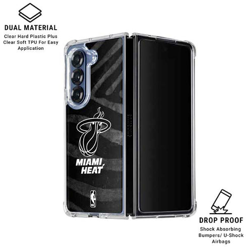 NBA Miami Heat Black Animal Print Galaxy Z Fold7 Clear Case