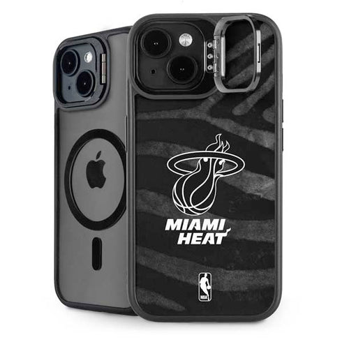 NBA Miami Heat Black Animal Print iPhone 14 Plus Kickstand Case