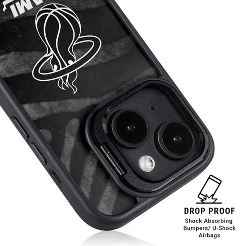 NBA Miami Heat Black Animal Print iPhone 14 Plus Kickstand Case