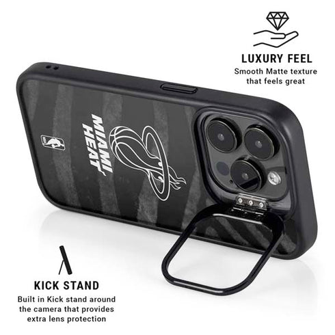 NBA Miami Heat Black Animal Print iPhone 14 Pro Kickstand Case