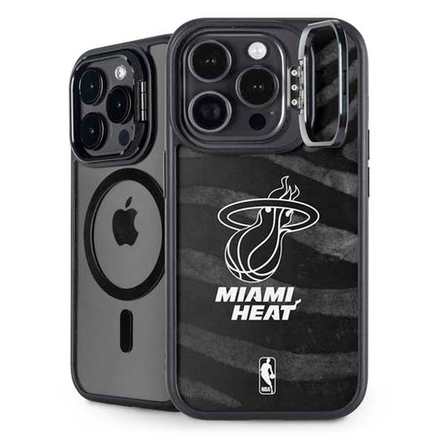 NBA Miami Heat Black Animal Print iPhone 14 Pro Max Kickstand Case