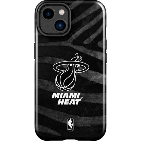 NBA Miami Heat Black Animal Print iPhone 15 Impact Case