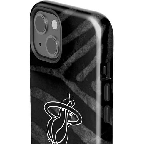 NBA Miami Heat Black Animal Print iPhone 15 Impact Case