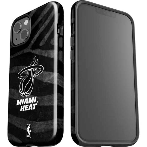NBA Miami Heat Black Animal Print iPhone 15 Impact Case