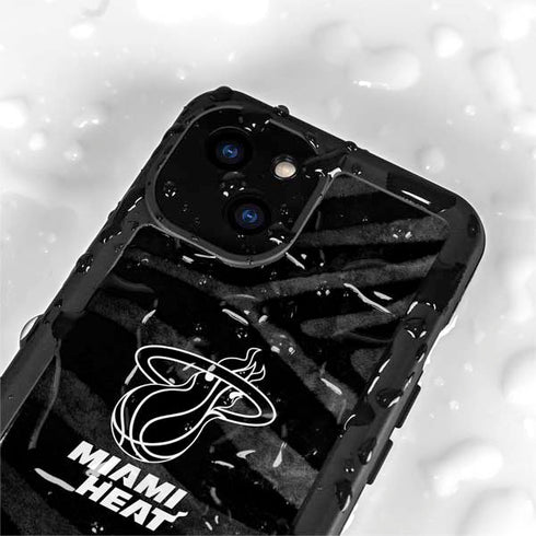 NBA Miami Heat Black Animal Print iPhone 15 Plus Waterproof Case