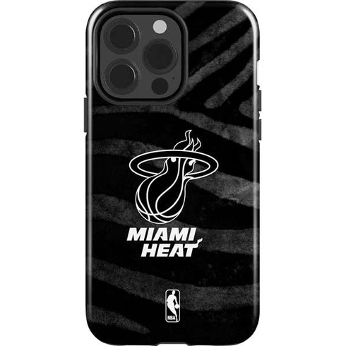 NBA Miami Heat Black Animal Print iPhone 15 Pro Impact Case