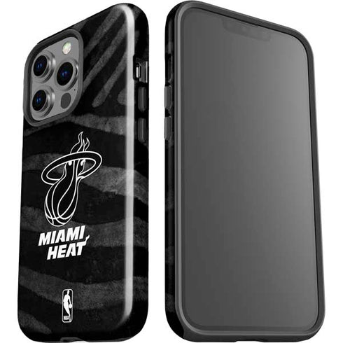 NBA Miami Heat Black Animal Print iPhone 15 Pro Impact Case