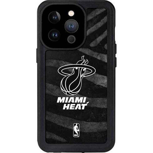 NBA Miami Heat Black Animal Print iPhone 15 Pro Waterproof Case