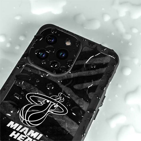 NBA Miami Heat Black Animal Print iPhone 15 Pro Waterproof Case