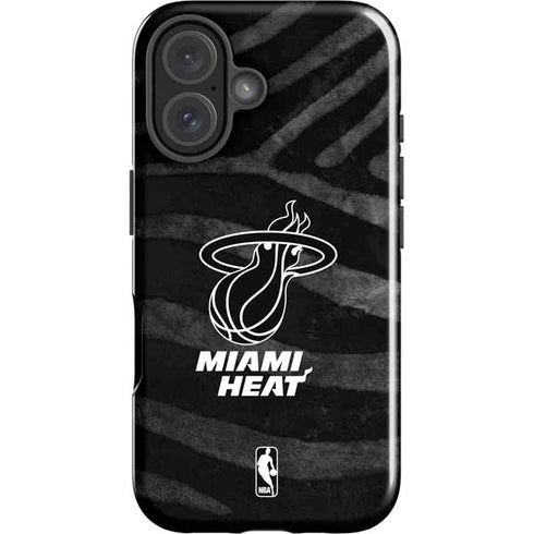 NBA Miami Heat Black Animal Print iPhone 16 Impact Case