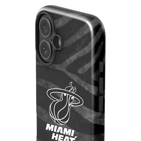 NBA Miami Heat Black Animal Print iPhone 16 Impact Case