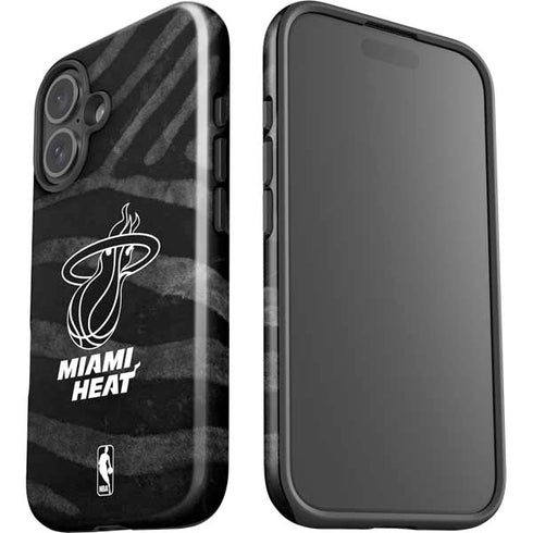 NBA Miami Heat Black Animal Print iPhone 16 Impact Case