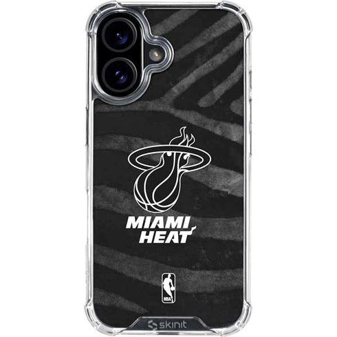 NBA Miami Heat Black Animal Print iPhone 16 Plus Clear Case