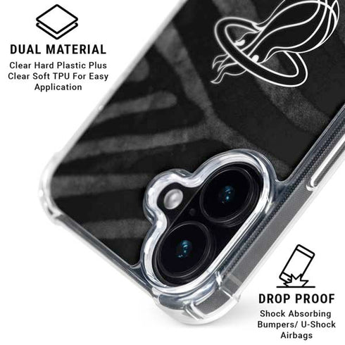 NBA Miami Heat Black Animal Print iPhone 16 Plus Clear Case